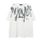 Letter round neck T-shirt for men and women with short sleeves - MarkoFit