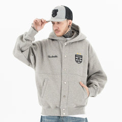 Men's Buttoned Cardigan Hooded Sweatshirt with Embroidery for Both Men and Women - MarkoFit