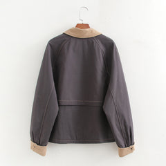 Splicing washed pocket embellishment thin jacket