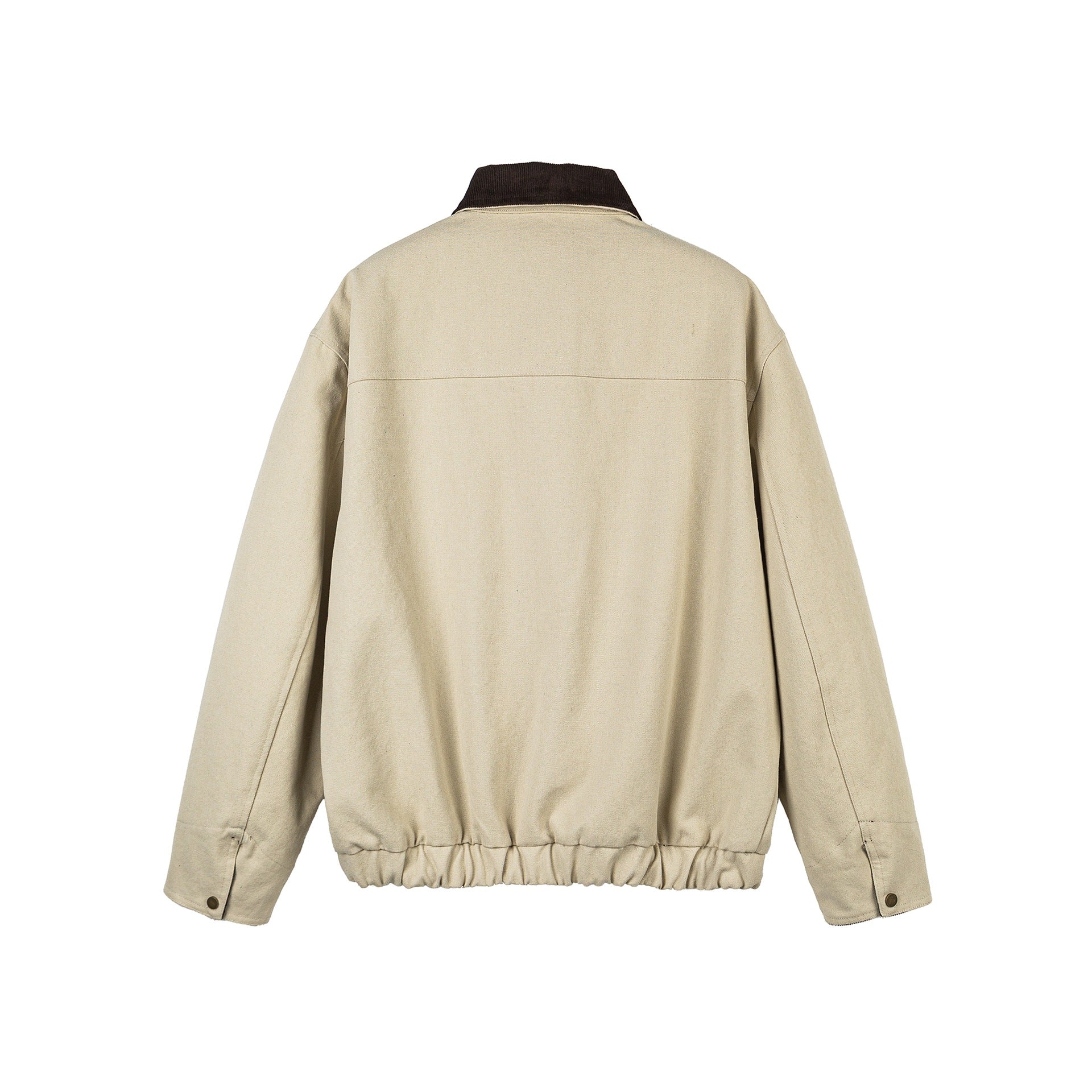 Color-Blocking Patchwork Corduroy Collar Multi-Pocket Loose Workwear Jacket