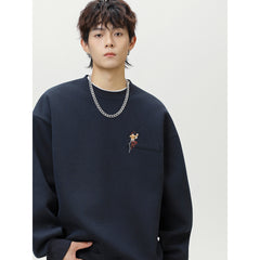 Embroidered round neck sweatshirt for men - MarkoFit