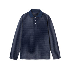 Long Sleeve Polo Shirt Unisex Relaxed Loose Fit Turn-down Collar Base - MarkoFit