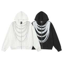 Printed cardigan zipper sweatshirt for men - MarkoFit