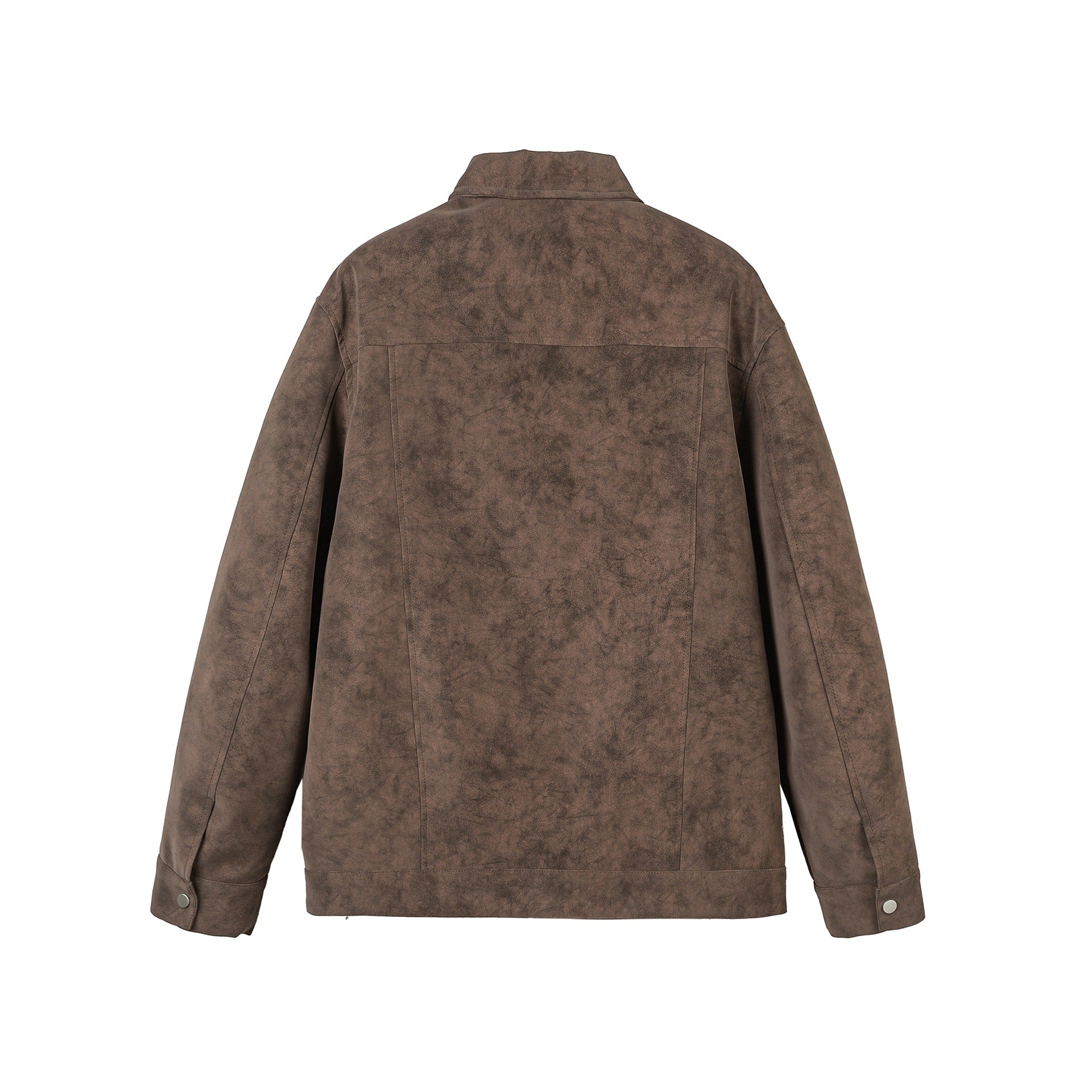 Distressed Metal Plane Buckle Loose Versatile PU Leather Jacket