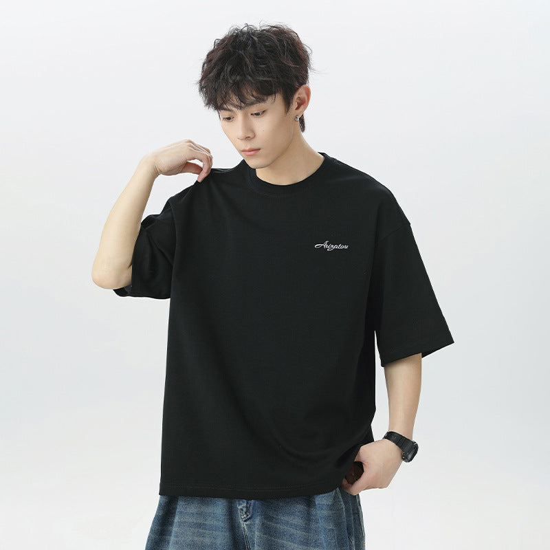 Short sleeved letter embroidered T-shirt for men - MarkoFit