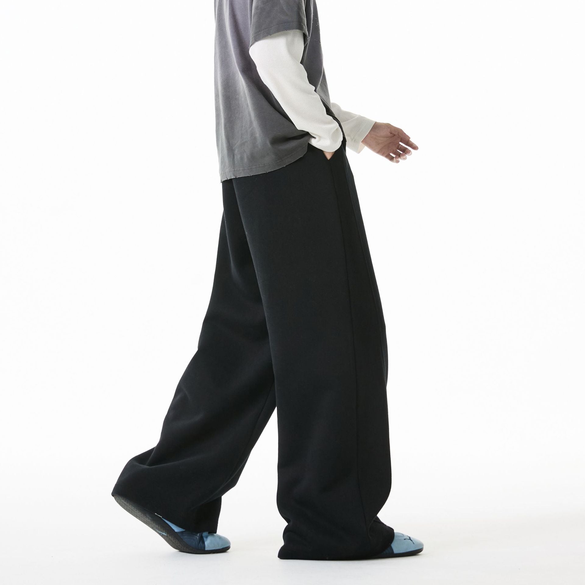 Side panel straight leg casual pants for men - MarkoFit