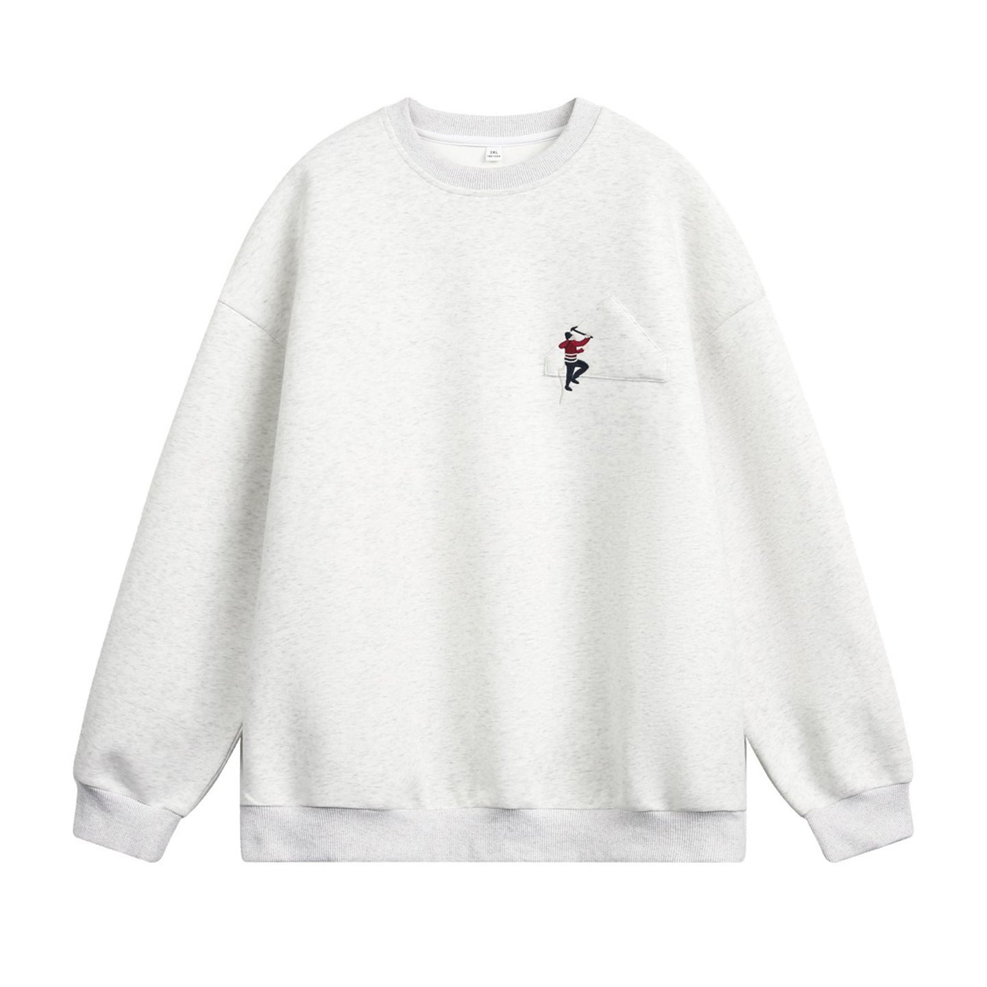 Embroidered round neck sweatshirt for men - MarkoFit