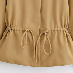 Waist lapel short jacket for women's autumn