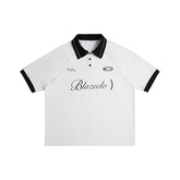 Polo à col contrasté et manches courtes pour homme, imprimé lettres - MarkoFit