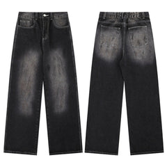 Washed Straight Jeans Men Loose Slimming Design Trousers - MarkoFit