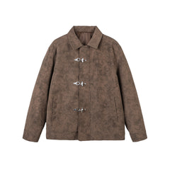 Veste en cuir PU polyvalente à boucle métallique vieillie - MarkoFit