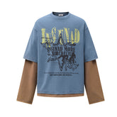 T-shirt deux pièces à manches longues pour homme, avec blocs de couleur - MarkoFit