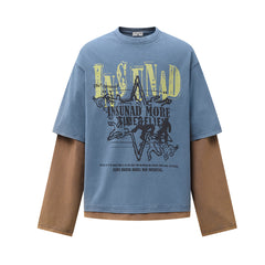 T-shirt deux pièces à manches longues pour homme, avec blocs de couleur - MarkoFit