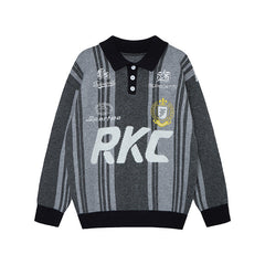 Sports striped lapel sweater for men and women - MarkoFit