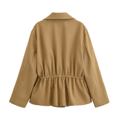Waist lapel short jacket for women's autumn