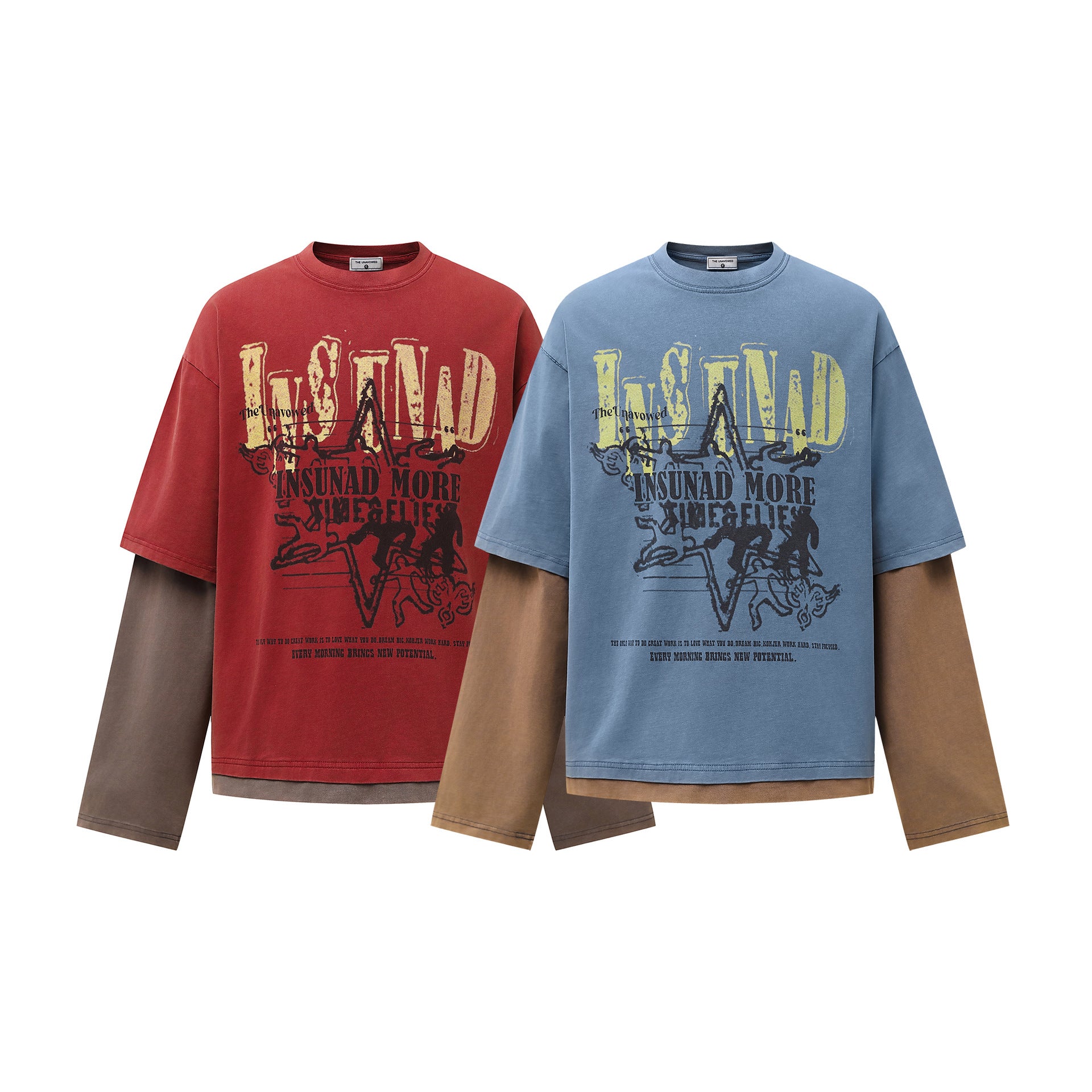 T-shirt deux pièces à manches longues pour homme, avec blocs de couleur - MarkoFit