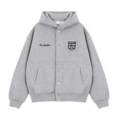 Men's Buttoned Cardigan Hooded Sweatshirt with Embroidery for Both Men and Women - MarkoFit