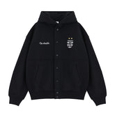 Men's Buttoned Cardigan Hooded Sweatshirt with Embroidery for Both Men and Women - MarkoFit