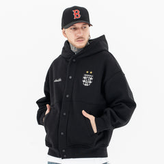 Men's Buttoned Cardigan Hooded Sweatshirt with Embroidery for Both Men and Women - MarkoFit