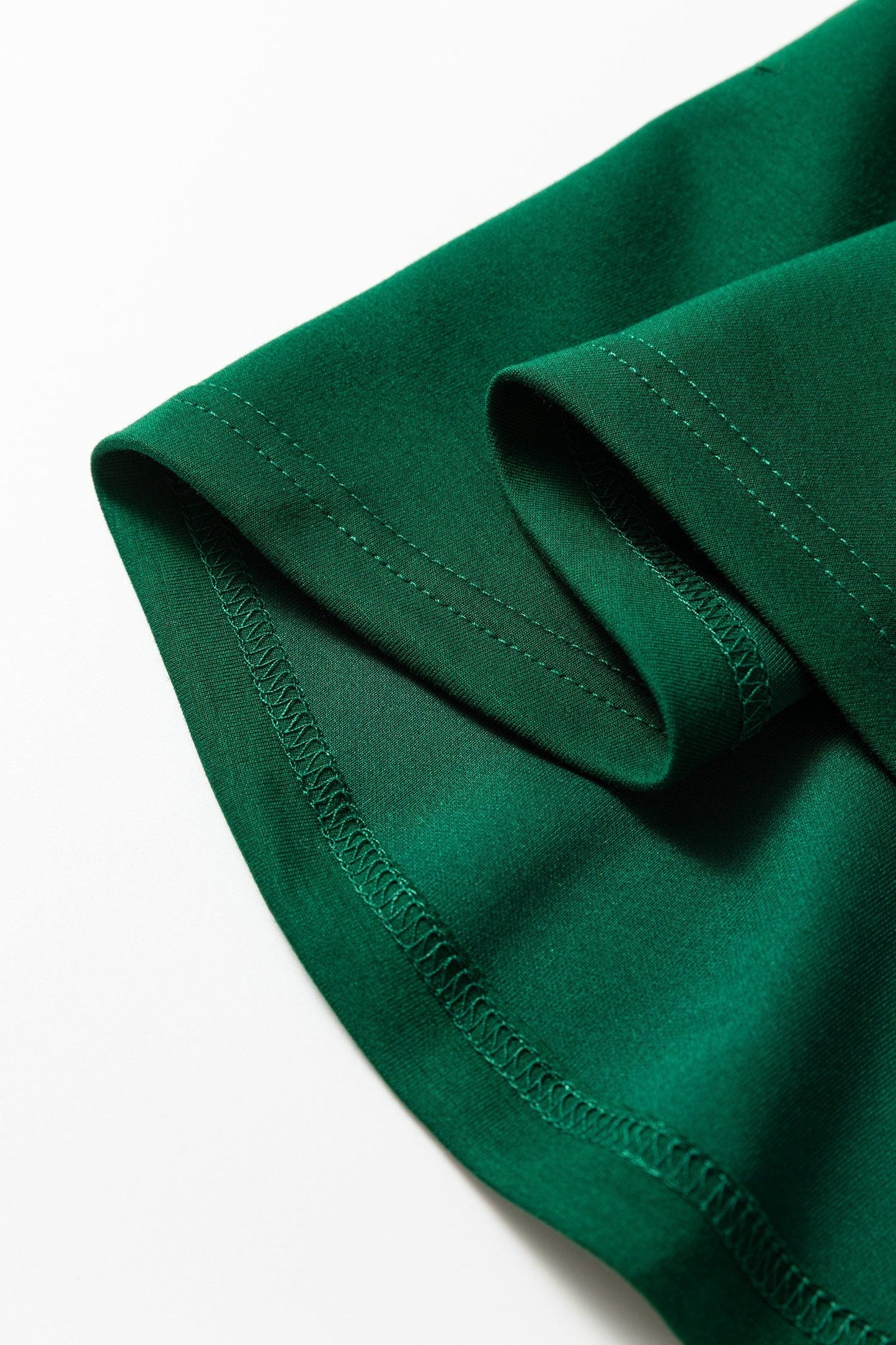 Blackish Green Solid Color Round Neck Ruched Detail Sleeveless Mini Dress - MarkoFit