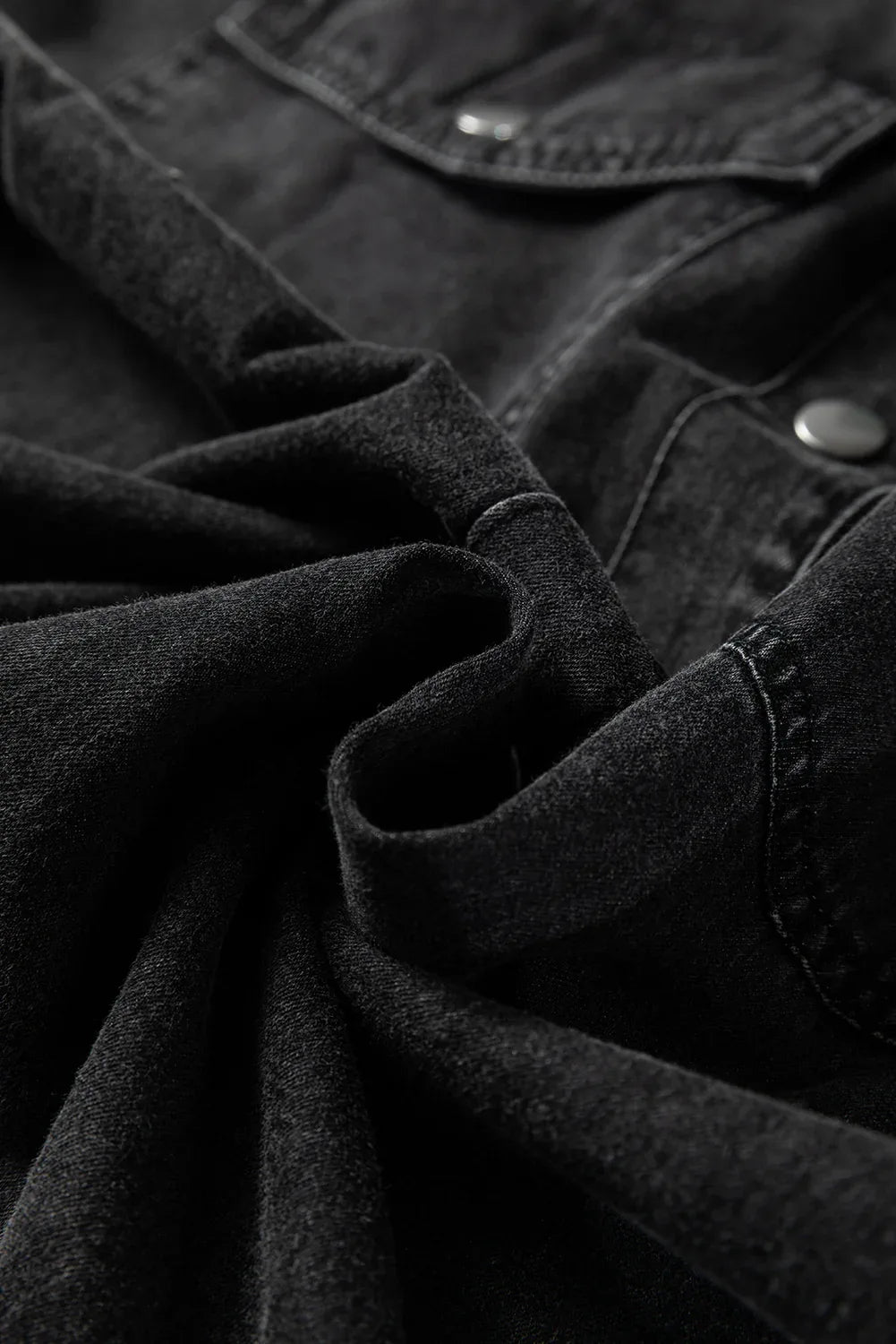 Medium Grey Beau Chest Pocket Raw Hem Denim Loose Shirt Dress - MarkoFit