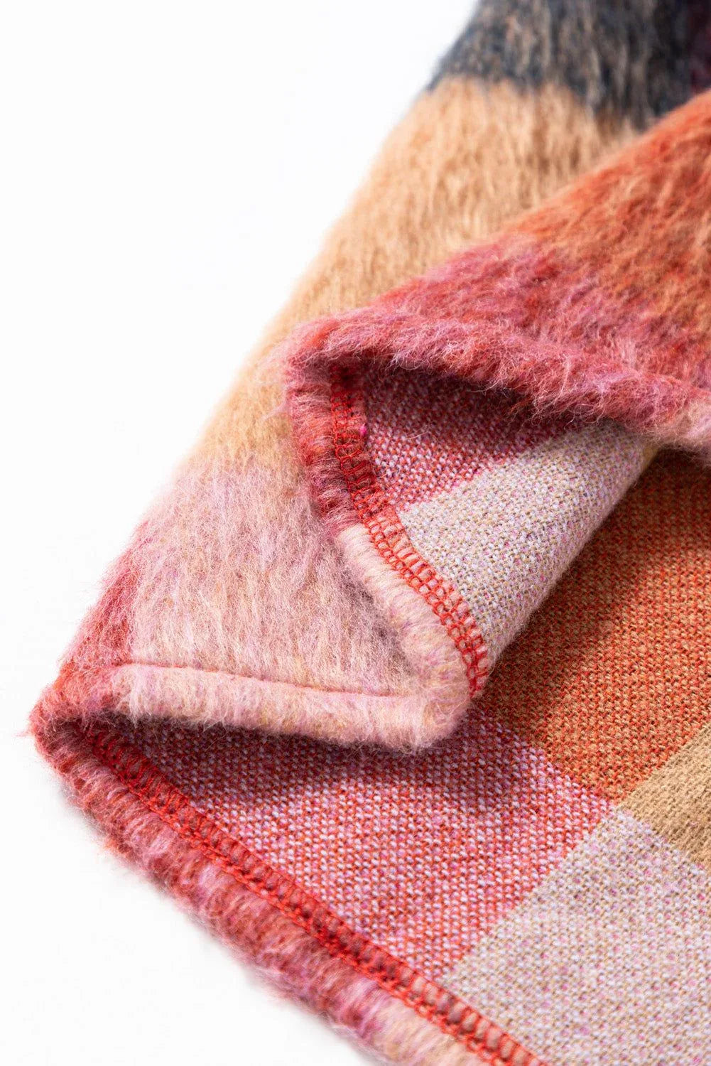 Orange Plaid Print Flap Pockets Buttoned Casual Plus Size Jacket - MarkoFit