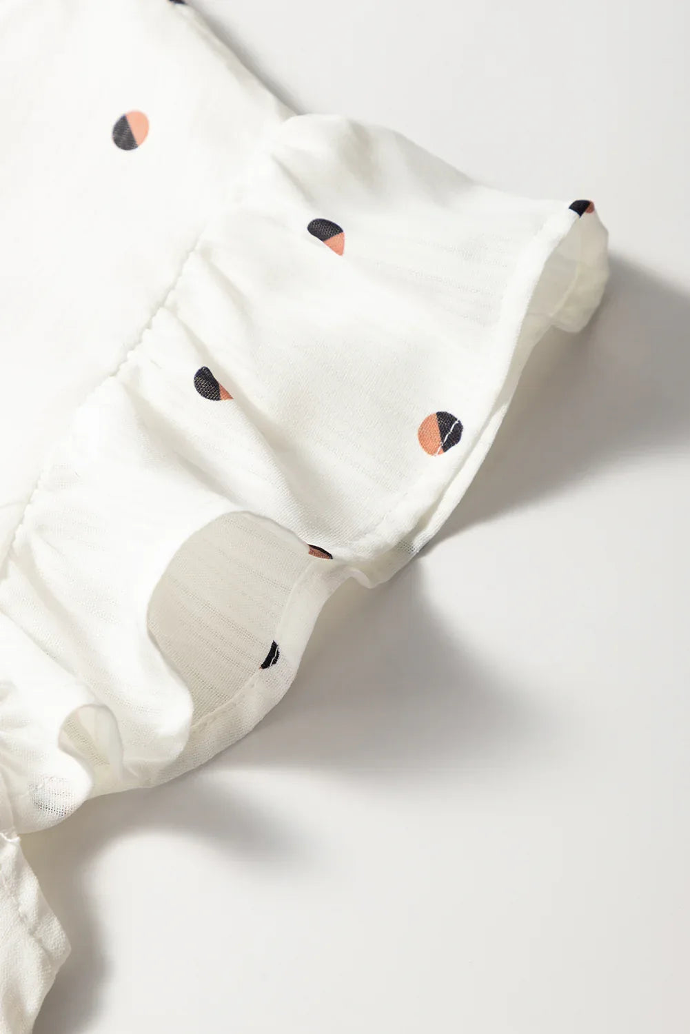 White Polka Dot Print Ruffled Shoulder V Neck Tank Top - MarkoFit