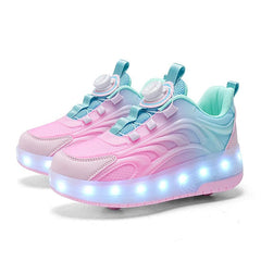Two Wheels Children's Led Light Roller Skate Shoes For Kids Boys Girls