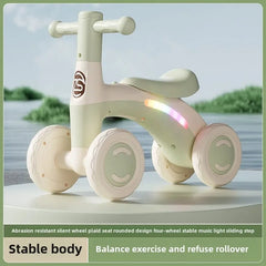 Anti-Tip Baby Balance Bike Ages 1-3 4-Wheel Silent Glider Walker Toy