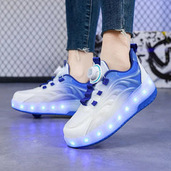 Two Wheels Children's Led Light Roller Skate Shoes For Kids Boys Girls