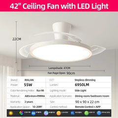 Jelena Invisible Fan Light with 3 Retractable Blades Bedroom Living Room