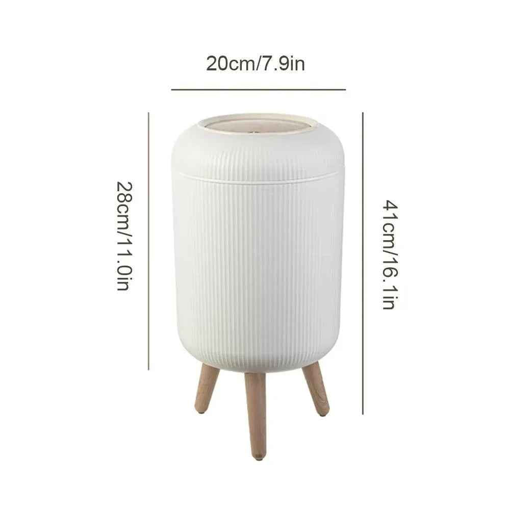 Wooden High Foot Trash Can For Bathroom Creative Kitchen - MarkoFit