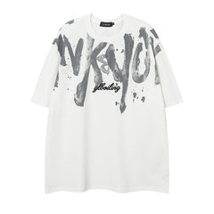 Letter round neck T-shirt for men and women with short sleeves - MarkoFit