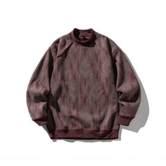 Dyeing Color-blocked Loose Long Sleeve Mock Neck Sweatshirt Men - MarkoFit