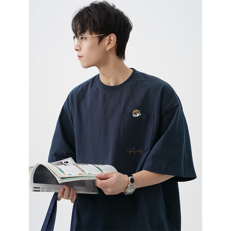 Embroidered short sleeved T-shirt for men - MarkoFit