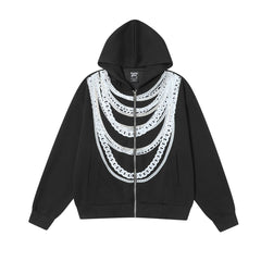 Printed cardigan zipper sweatshirt for men - MarkoFit