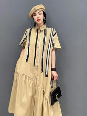 Korean Fashion Shirt Dress For Women Office Lady Loose Elegant Chic Vestido  Clothes Robe