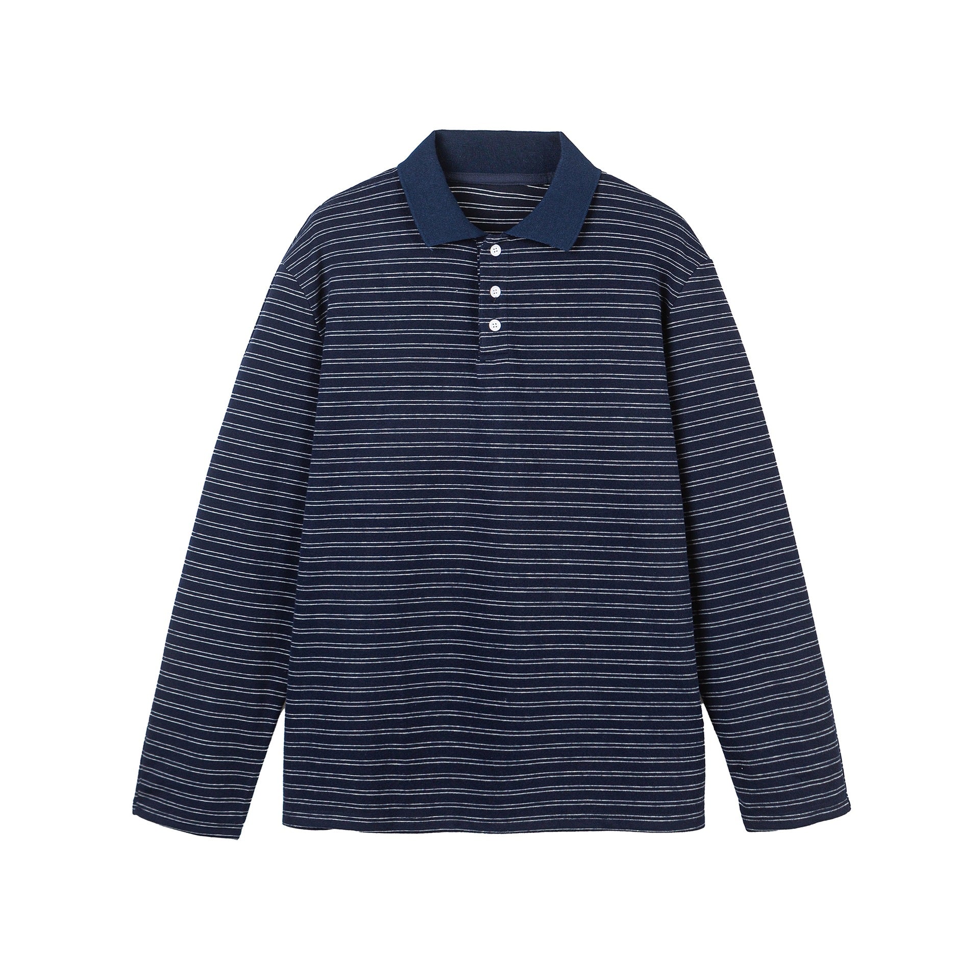 Long Sleeve Polo Shirt Unisex Relaxed Loose Fit Turn-down Collar Base - MarkoFit