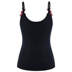 Embroidery Cami Tank Top Plus Size 5XL Black Slim Sleeveless Casual Tank Top Camisole Spaghetti Strap Big Size Clothes