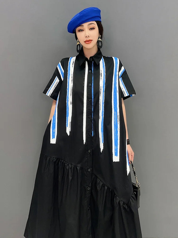 Korean Fashion Shirt Dress For Women Office Lady Loose Elegant Chic Vestido  Clothes Robe