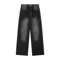 Washed Straight Jeans Men Loose Slimming Design Trousers - MarkoFit