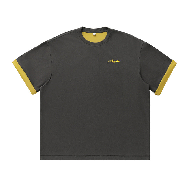 Short sleeved letter embroidered T-shirt for men - MarkoFit