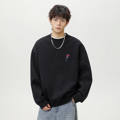 Embroidered round neck sweatshirt for men - MarkoFit