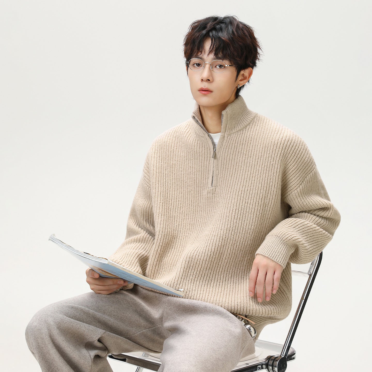 Pull à col montant et demi-zip pour homme - MarkoFit