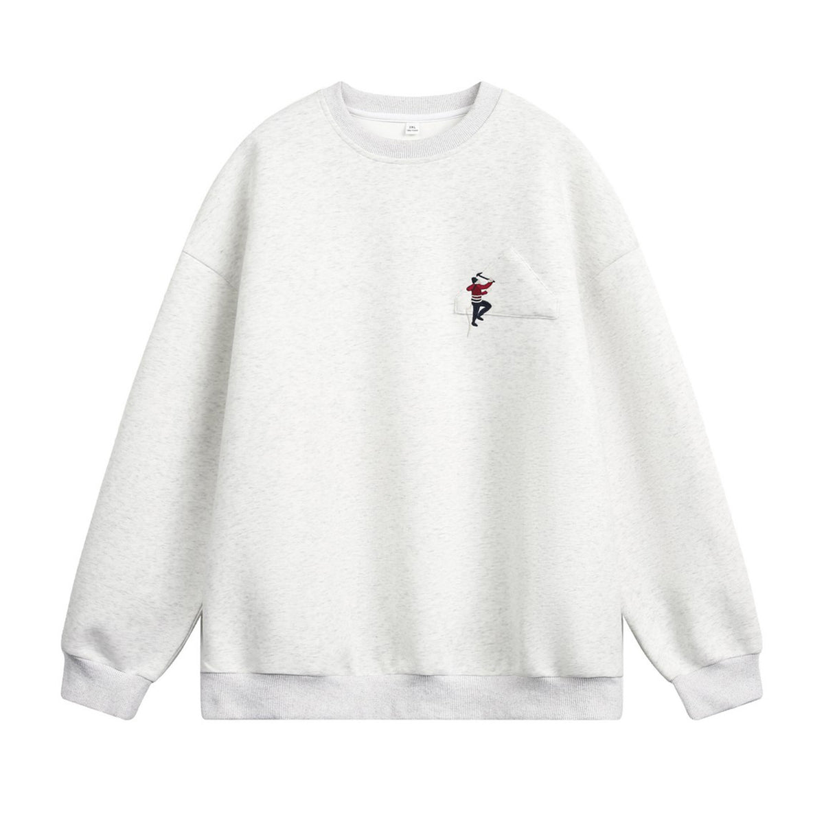 Embroidered round neck sweatshirt for men - MarkoFit