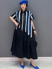 Korean Fashion Shirt Dress For Women Office Lady Loose Elegant Chic Vestido  Clothes Robe