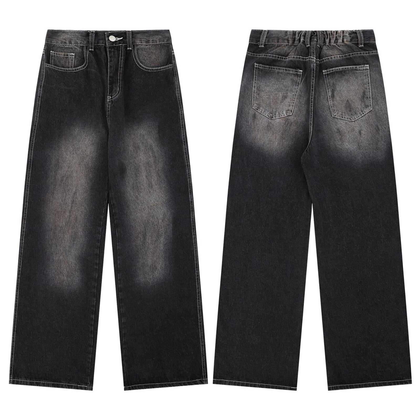 Washed Straight Jeans Men Loose Slimming Design Trousers - MarkoFit
