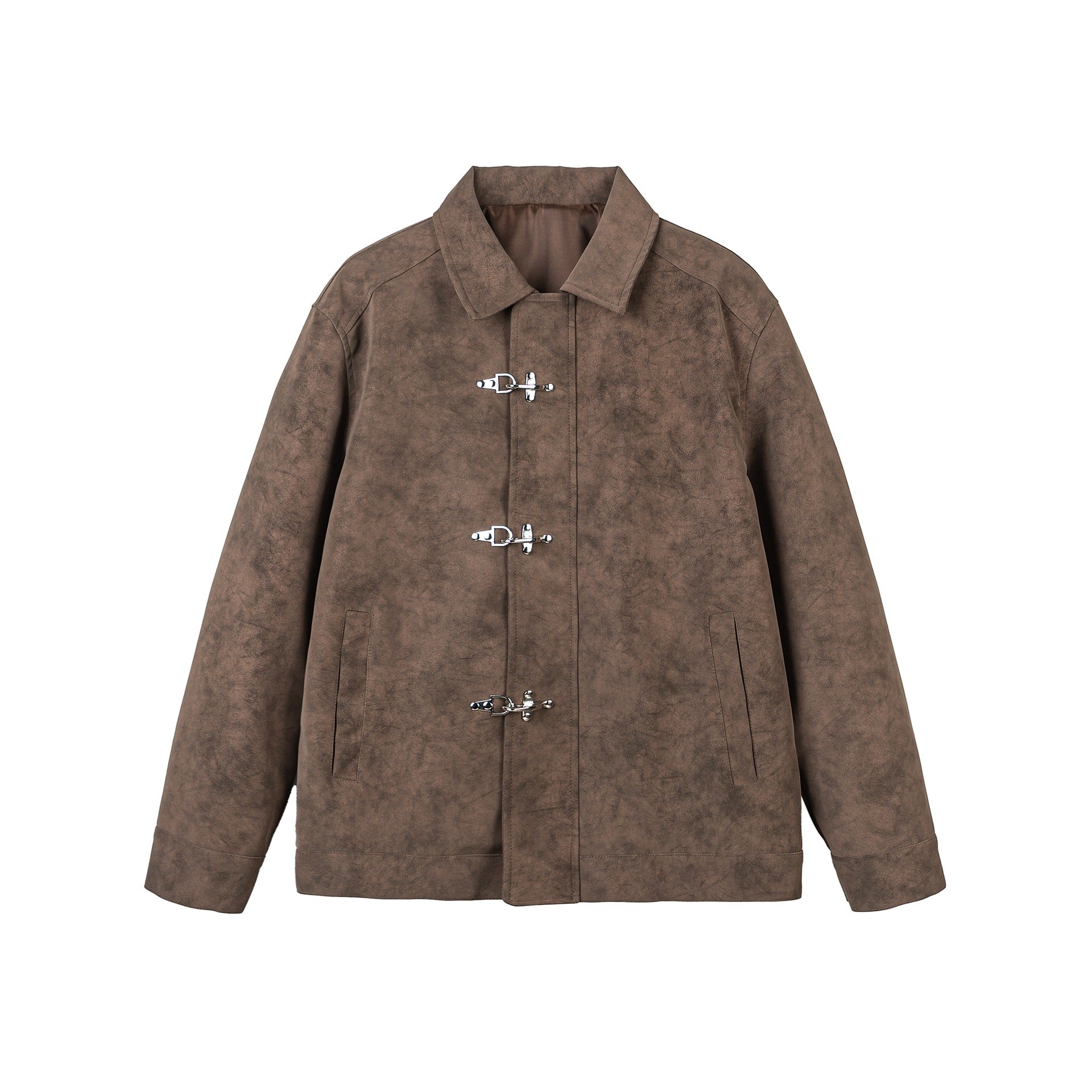 Veste en cuir PU polyvalente à boucle métallique vieillie - MarkoFit