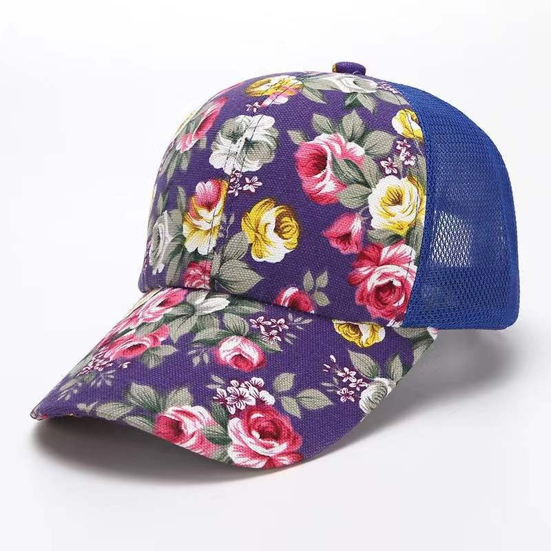 Small floral cloth peony cloth baseball cap cap duck bill hat