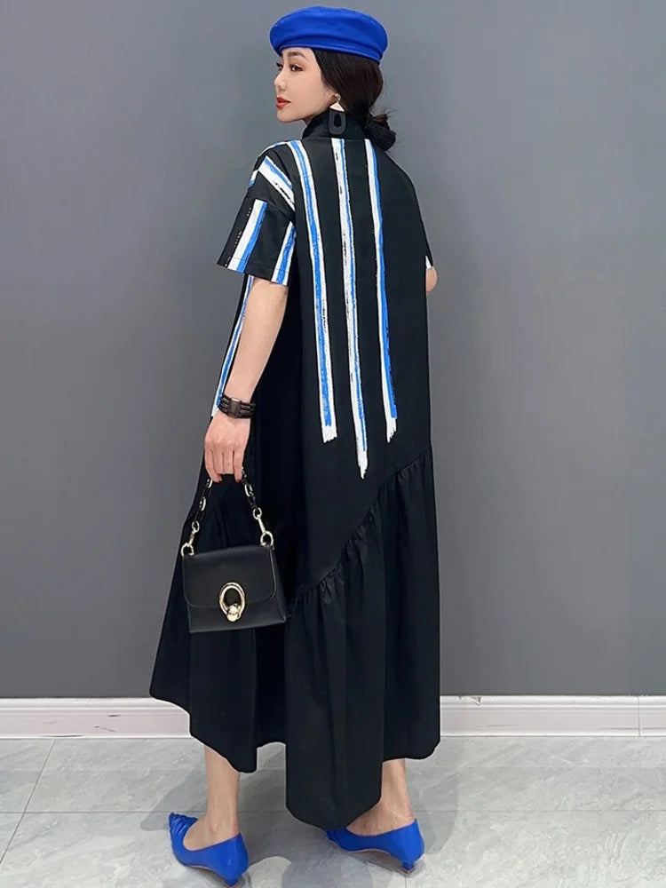 Korean Fashion Shirt Dress For Women Office Lady Loose Elegant Chic Vestido  Clothes Robe